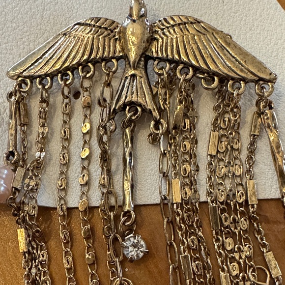 NWT! Free People Gold and Blue Dangle Brooch - Picture 5 of 7